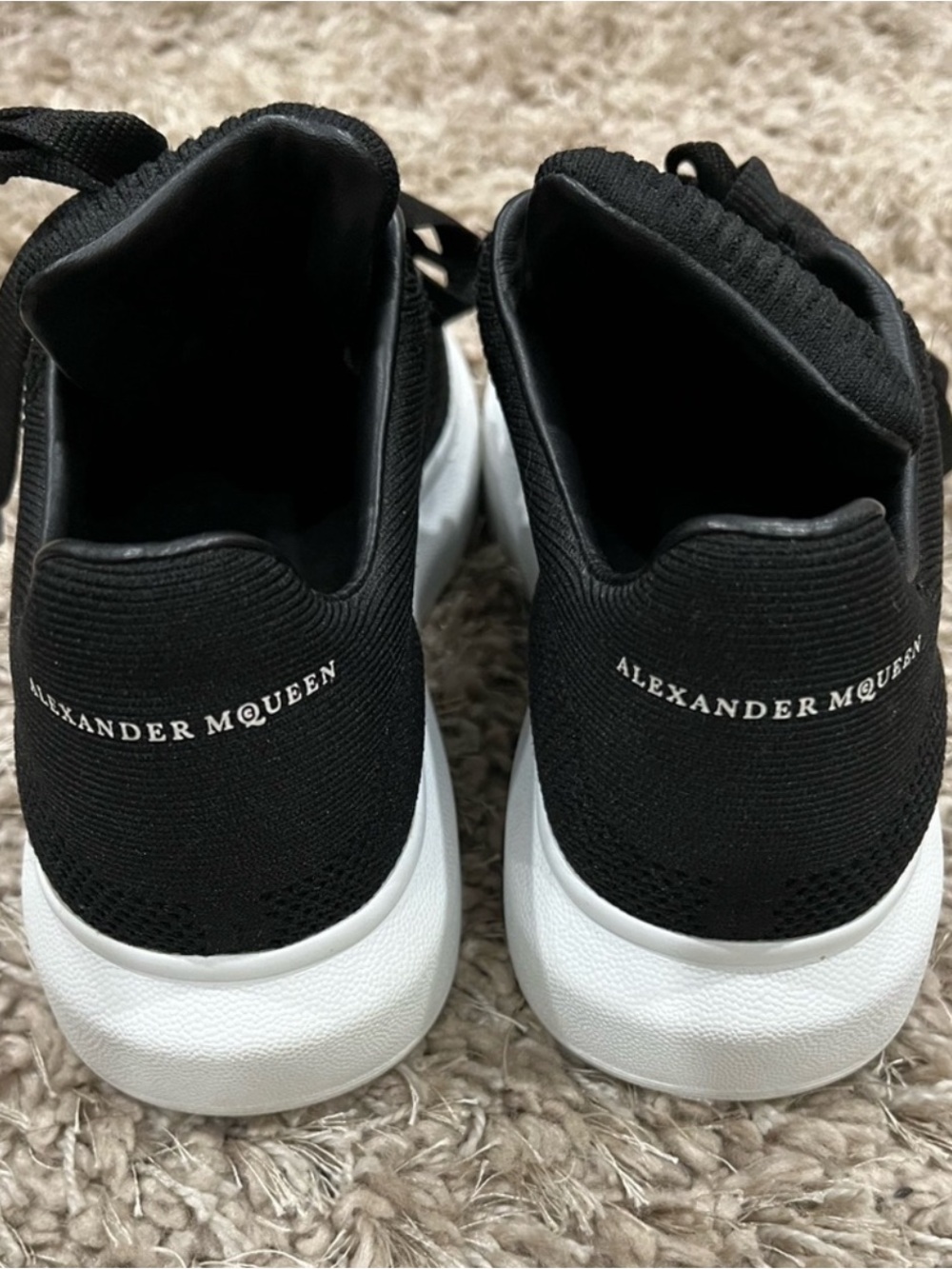 Alexander McQueen Black Knit Low-Top Sneakers with White Sole